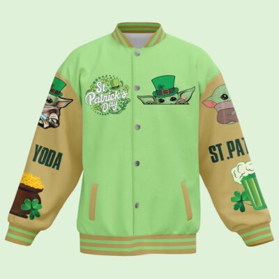 Star Wars Baby Yoda St. Patrick's DayBaseball Jacket For Fan CFB1595 1 Star Wars Baby Yoda St. Patricks DayBaseball Jacket For Fan CFB1595 1