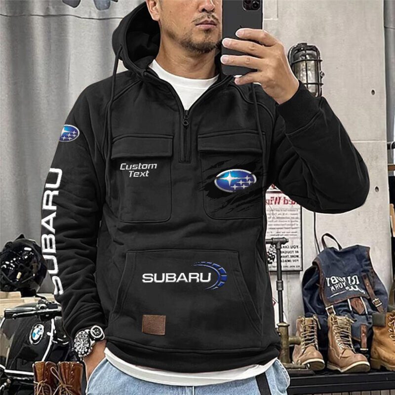 Subaru Vintage Quarter Zip Hoodie Retro Hoodie LQZ1028 1