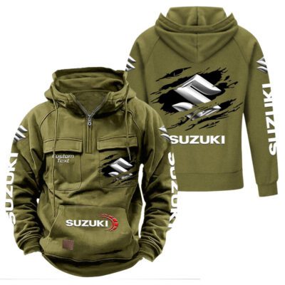 Suzuki Vintage Quarter Zip Hoodie Retro Hoodie LQZ1017 3