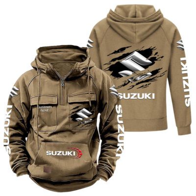 Suzuki Vintage Quarter Zip Hoodie Retro Hoodie LQZ1017 4