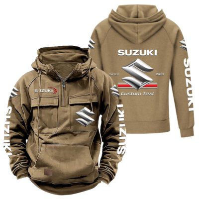 Suzuki Vintage Quarter Zip Hoodie Retro Hoodie LQZ1106 4