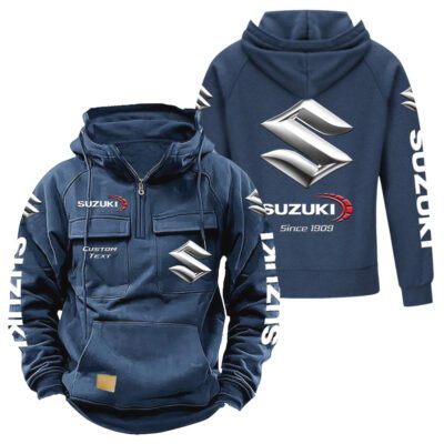 Suzuki Vintage Quarter Zip Hoodie Retro Hoodie LQZ1392 2