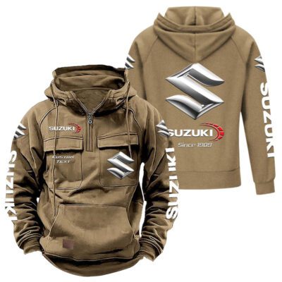 Suzuki Vintage Quarter Zip Hoodie Retro Hoodie LQZ1392 4