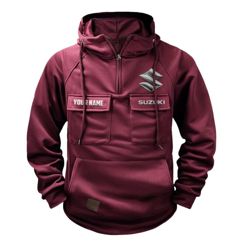 Suzuki Vintage Quarter Zip Hoodie Retro Hoodie LQZ1554 4