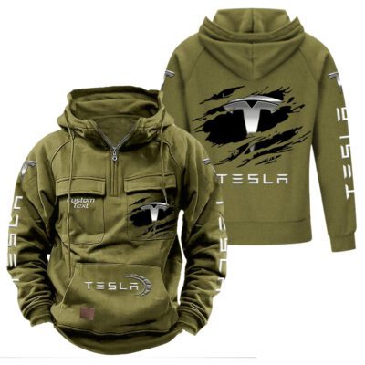 Tesla Vintage Quarter Zip Hoodie Retro Hoodie LQZ1025 3 Tesla Vintage Quarter Zip Hoodie Retro Hoodie LQZ1025 3