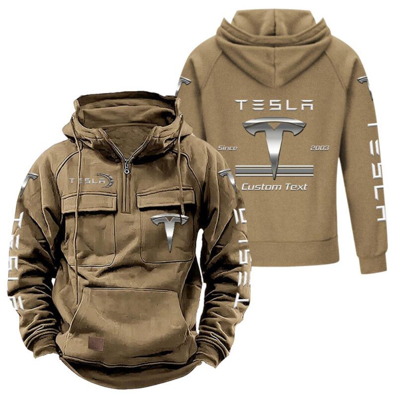 Tesla Vintage Quarter Zip Hoodie Retro Hoodie LQZ1159 4