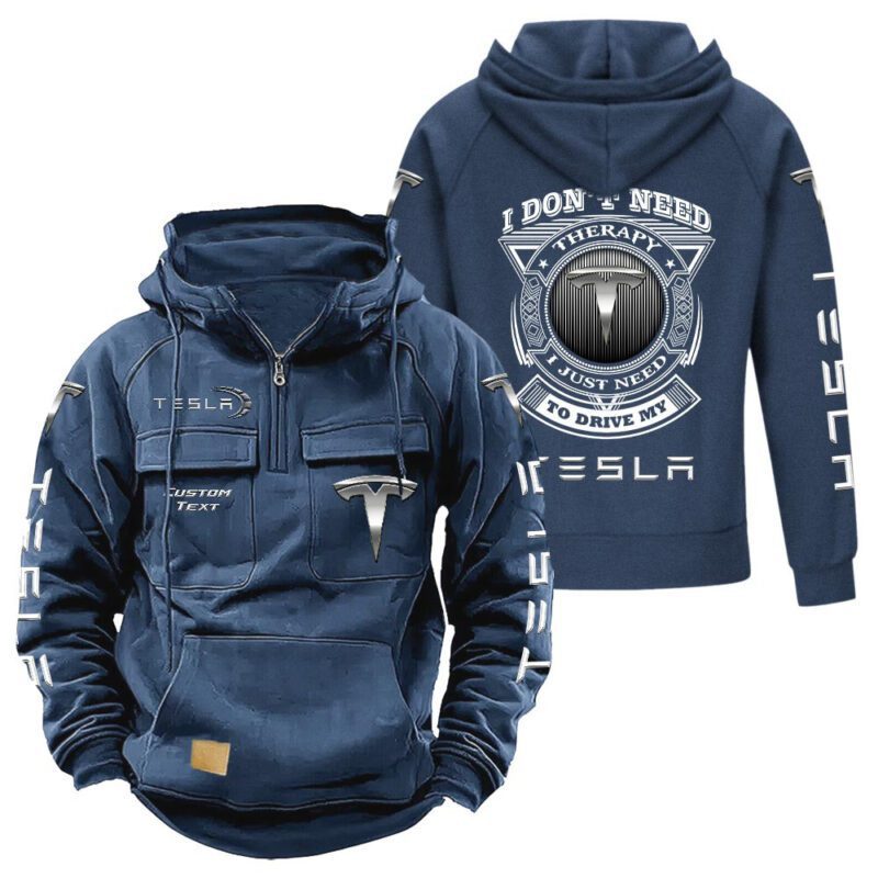 Tesla Vintage Quarter Zip Hoodie Retro Hoodie LQZ1260 2