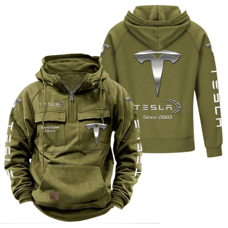 Tesla Vintage Quarter Zip Hoodie Retro Hoodie LQZ1422 3