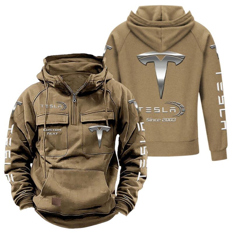 Tesla Vintage Quarter Zip Hoodie Retro Hoodie LQZ1422 4