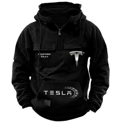 Tesla Vintage Quarter Zip Hoodie Retro Hoodie LQZ1445 1 Tesla Vintage Quarter Zip Hoodie Retro Hoodie LQZ1445 1