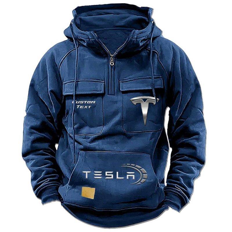Tesla Vintage Quarter Zip Hoodie Retro Hoodie LQZ1445 2