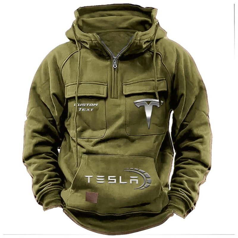 Tesla Vintage Quarter Zip Hoodie Retro Hoodie LQZ1445 3