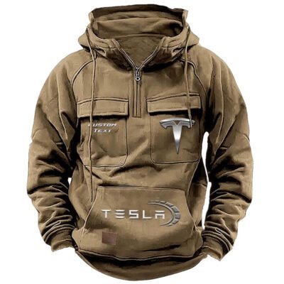 Tesla Vintage Quarter Zip Hoodie Retro Hoodie LQZ1445 4 Tesla Vintage Quarter Zip Hoodie Retro Hoodie LQZ1445 4