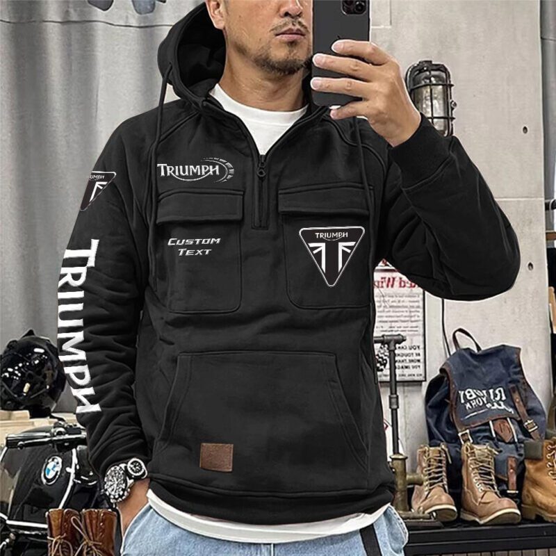 Triumph Vintage Quarter Zip Hoodie Retro Hoodie LQZ1318 1