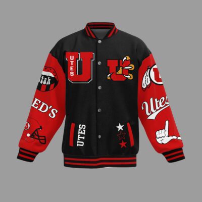 Utah Utes NCAA Baseball Jacket For Fan CFB1460 1 Utah Utes NCAA Baseball Jacket For Fan CFB1460 1