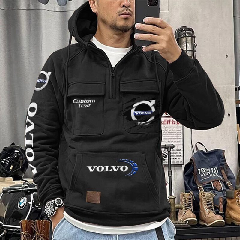 Volvo Vintage Quarter Zip Hoodie Retro Hoodie LQZ1026 1