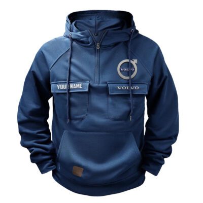 Volvo Vintage Quarter Zip Hoodie Retro Hoodie LQZ1138 1 Volvo Vintage Quarter Zip Hoodie Retro Hoodie LQZ1138 1