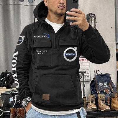 Volvo Vintage Quarter Zip Hoodie Retro Hoodie LQZ1354 1