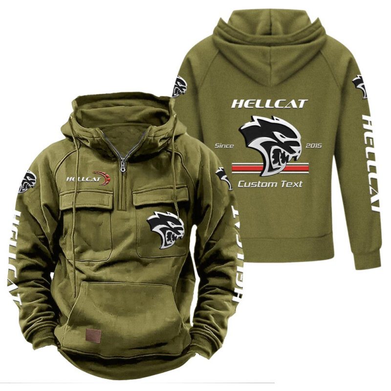 hellcat Vintage Quarter Zip Hoodie Retro Hoodie LQZ1167 3