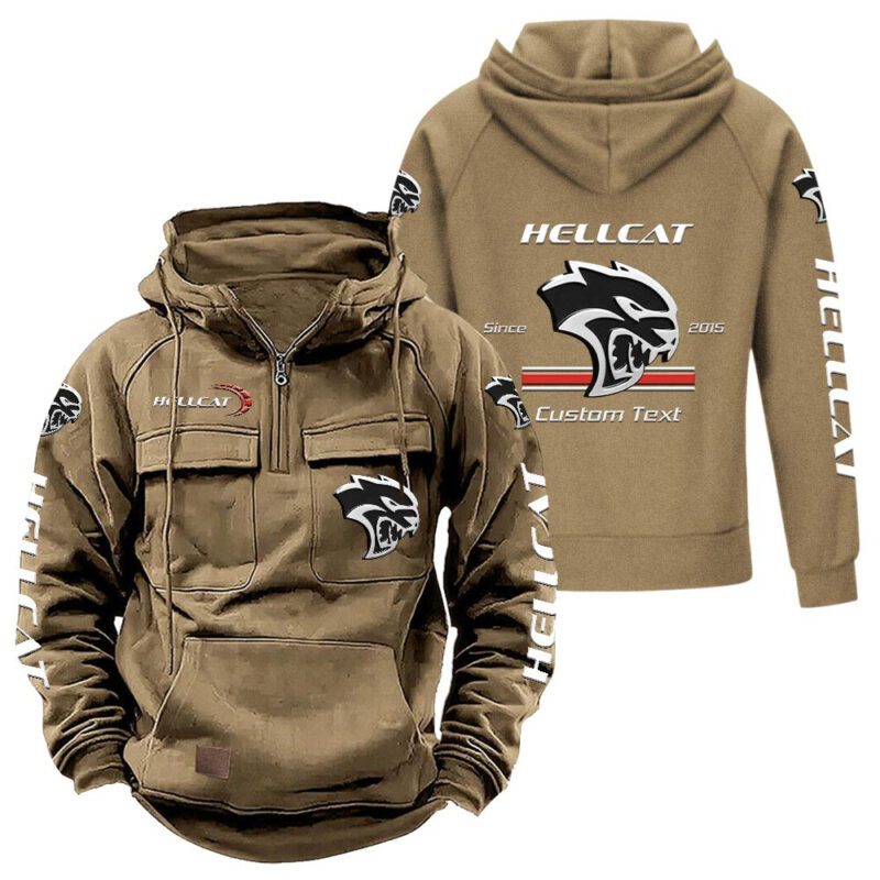 hellcat Vintage Quarter Zip Hoodie Retro Hoodie LQZ1167 4