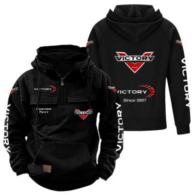 victory Vintage Quarter Zip Hoodie Retro Hoodie LQZ1314