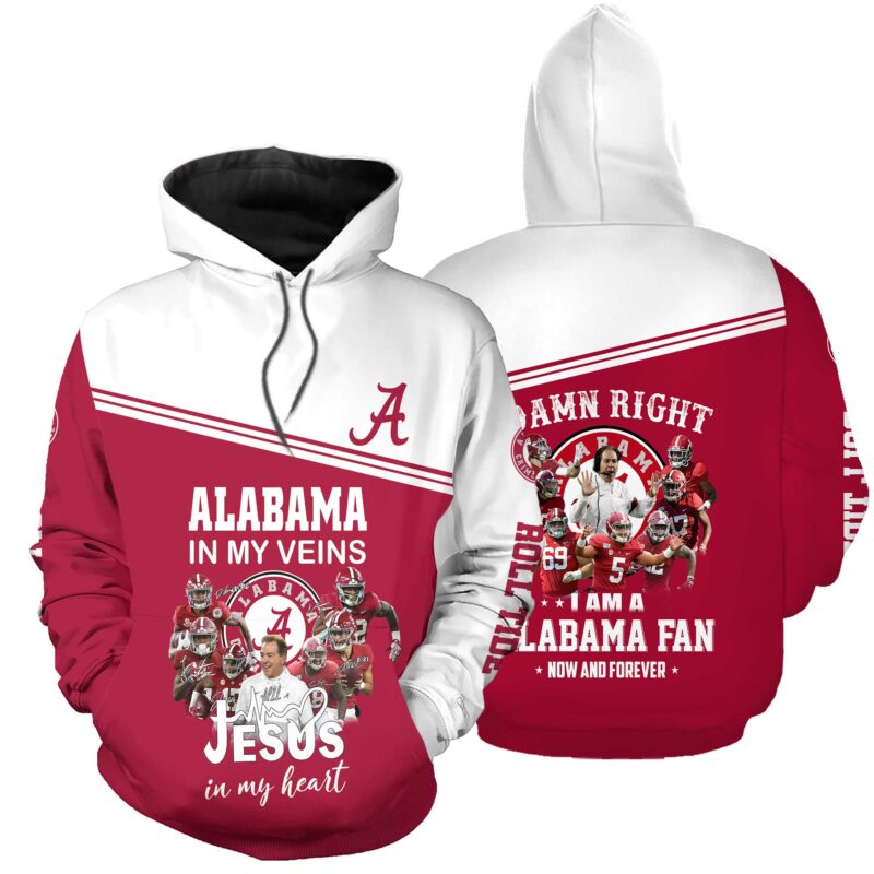 Alabama Crimson Tide Alabama In My Veins Unisex 3D Hoodie - Red TSH445