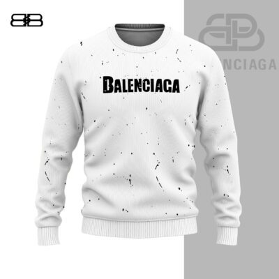 Balenciaga Black Logo White Luxury Brand Unisex Sweatshirt Sweater DBC1026