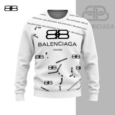 Balenciaga Pattern White Luxury Brand Premium Unisex Sweatshirt Sweater DBC1040
