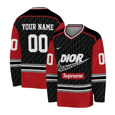 Dior Nike Supreme Camouflate Pattern Personalized V-Neck Hockey Jersey OHS1006