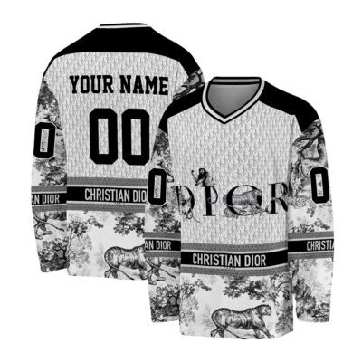 Dior Vintage Animals Pattern Personalized V-Neck Hockey Jersey OHS1001