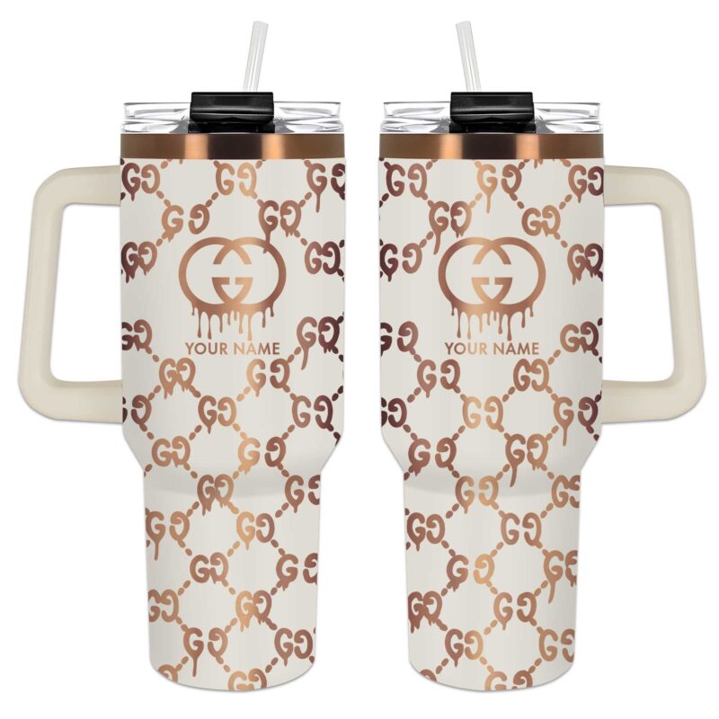 Gucci Dripping Pattern Luxury Stanley Tumbler 40oz Engraved Tumbler OTL1003