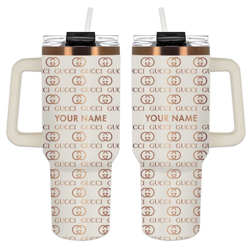 Gucci GG Logo Pattern Luxury Stanley Tumbler 40oz Engraved Tumbler OTL1015