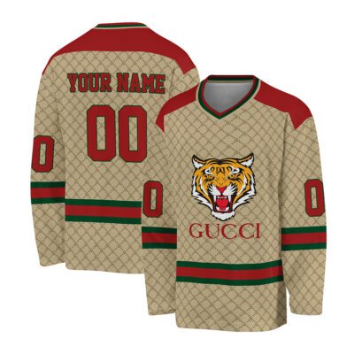 Gucci GG Tiger Personalized V-Neck Hockey Jersey