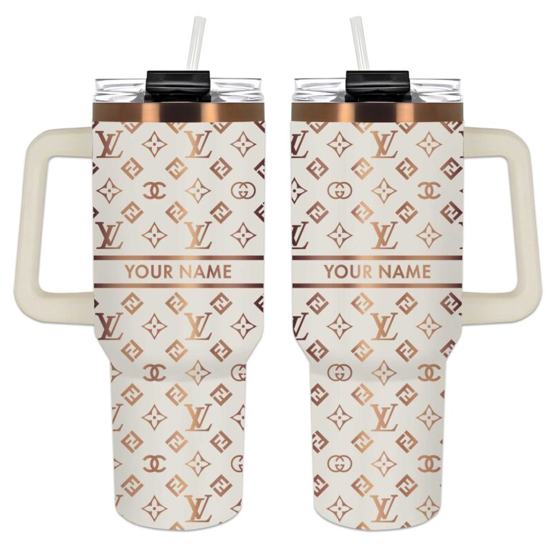 Gucci Louis Vuitton Fendi Chanel Pattern Luxury Stanley Tumbler 40oz Engraved Tumbler OTL1008