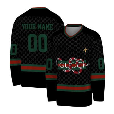 Gucci Luxury Bee Snake Personalized V-Neck Hockey Jersey