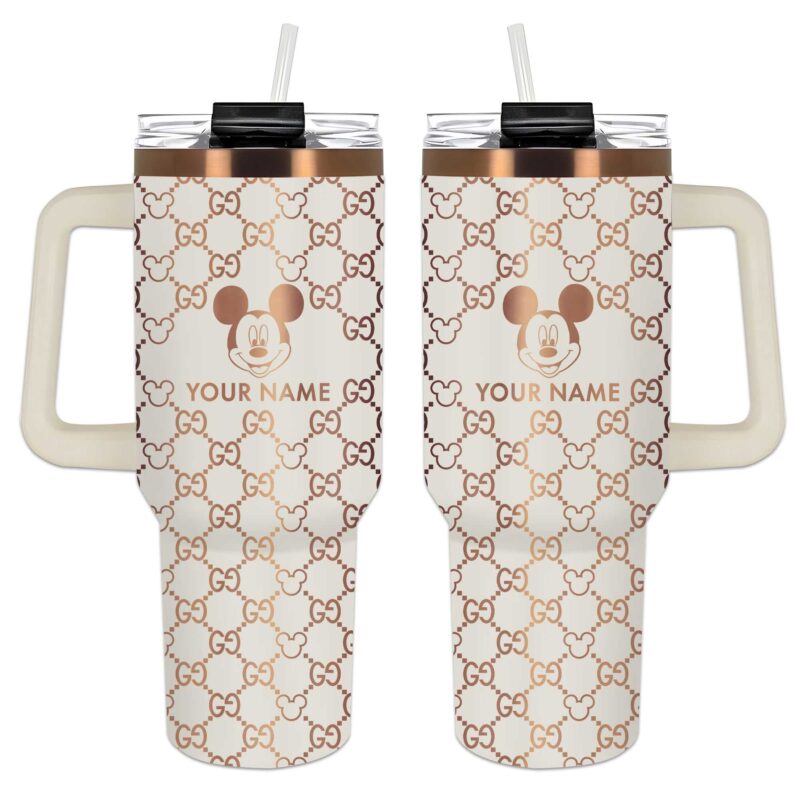 Gucci Mickey Mouse Pattern Luxury Luxury Stanley Tumbler 40oz Engraved Tumbler OTL1006
