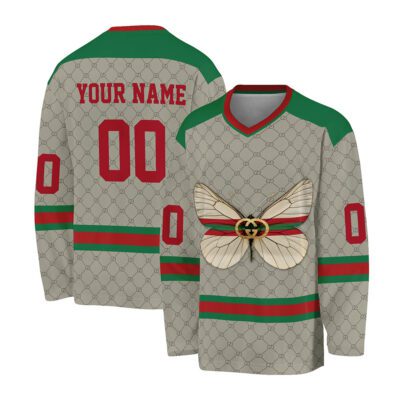 Gucci Vintage Buffterfly Personalized V-Neck Hockey Jersey