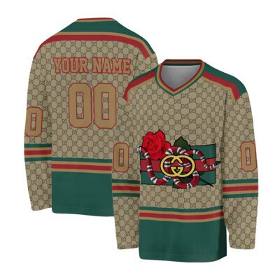 Gucci Vintage Snake Personalized V-Neck Hockey Jersey