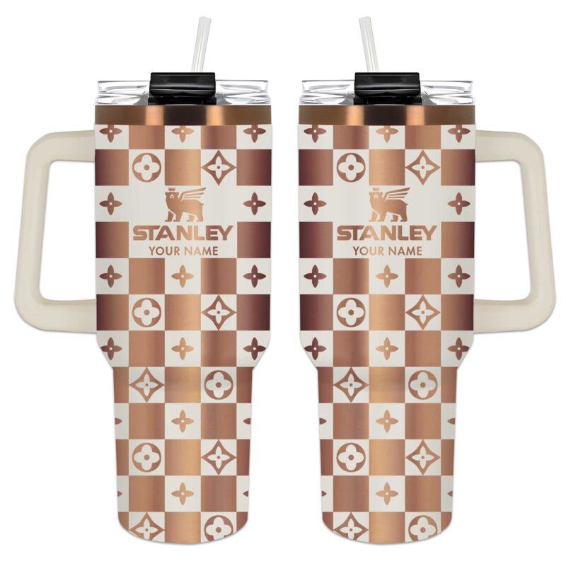Louis Vuitton Caro LV Pattern Luxury Stanley Tumbler 40oz Engraved Tumbler OTL1027