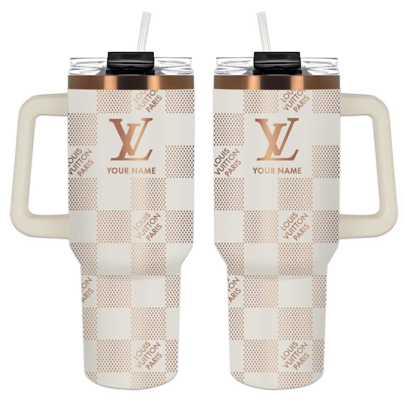 Louis Vuitton Damier Pattern Luxury Stanley Tumbler 40oz Engraved Tumbler OTL1022