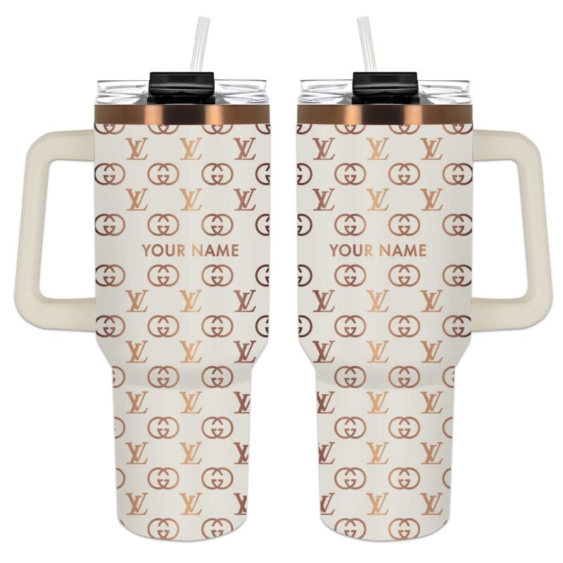 Louis Vuitton Gucci Pattern Luxury Stanley Tumbler 40oz Engraved Tumbler OTL1029