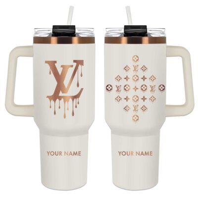Louis Vuitton Logo Dripping Luxury Luxury Stanley Tumbler 40oz Engraved Tumbler OTL1031