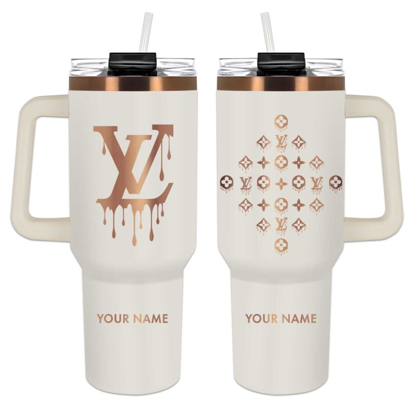 Louis Vuitton Logo Dripping Luxury Luxury Stanley Tumbler 40oz Engraved Tumbler OTL1031