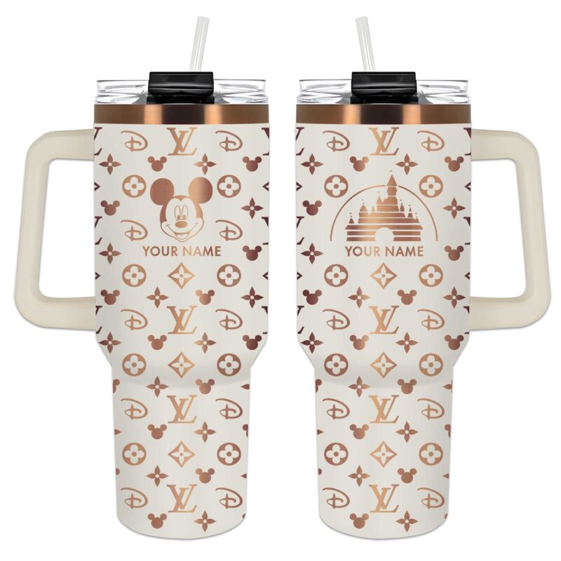Louis Vuitton Mickey Disney Pattern Luxury Stanley Tumbler 40oz Engraved Tumbler OTL1021