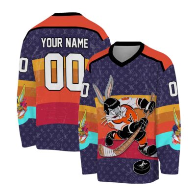Louis Vuitton Pattern Bugs Bunny Personalized V-Neck Hockey Jersey OHS1022