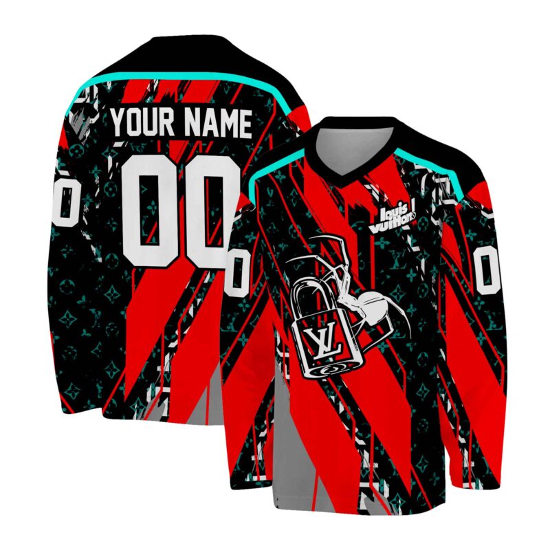 Louis Vuitton Pattern Lock Spider Sporty Personalized V-Neck Hockey Jersey