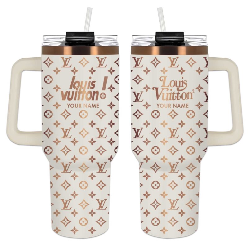 Louis Vuitton Pattern Logo Luxury Luxury Stanley Tumbler 40oz Engraved Tumbler OTL1017