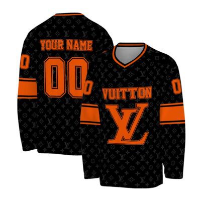 Louis Vuitton Pattern Personalized V-Neck Hockey Jersey