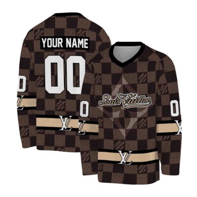 Louis Vuitton Square Pattern Personalized V-Neck Hockey Jersey OHS1016