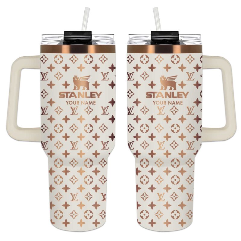 Louis Vuitton Stencil Pattern Luxury Stanley Tumbler 40oz Engraved Tumbler OTL1024